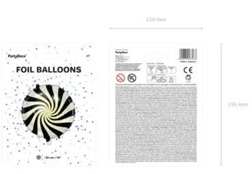 Folienballon - Bonbon schwarz, rund - ø 35cm